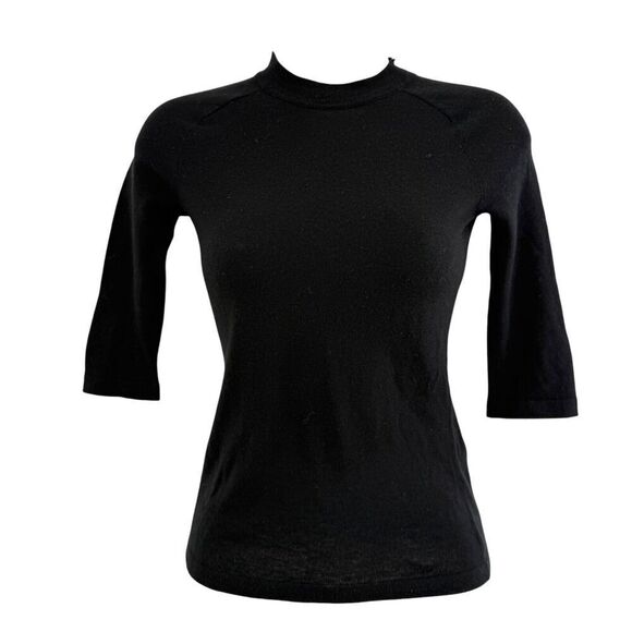 VINCE Elbow Sleeve Mock Neck Black Womens XXS 2XS Wool Cashmere Blend NWT See * - Picture 5 of 16